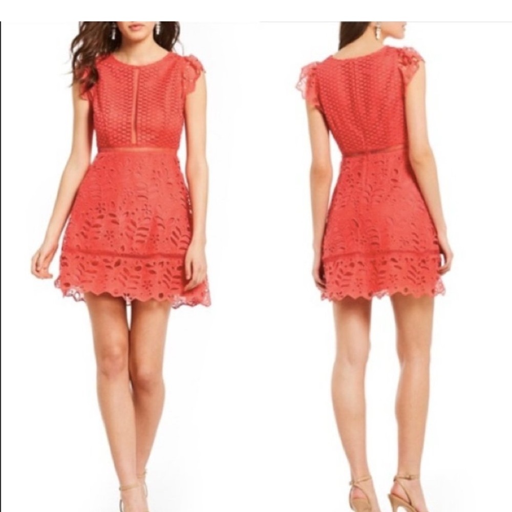 BB Dakota Coral Lace Mini Dress